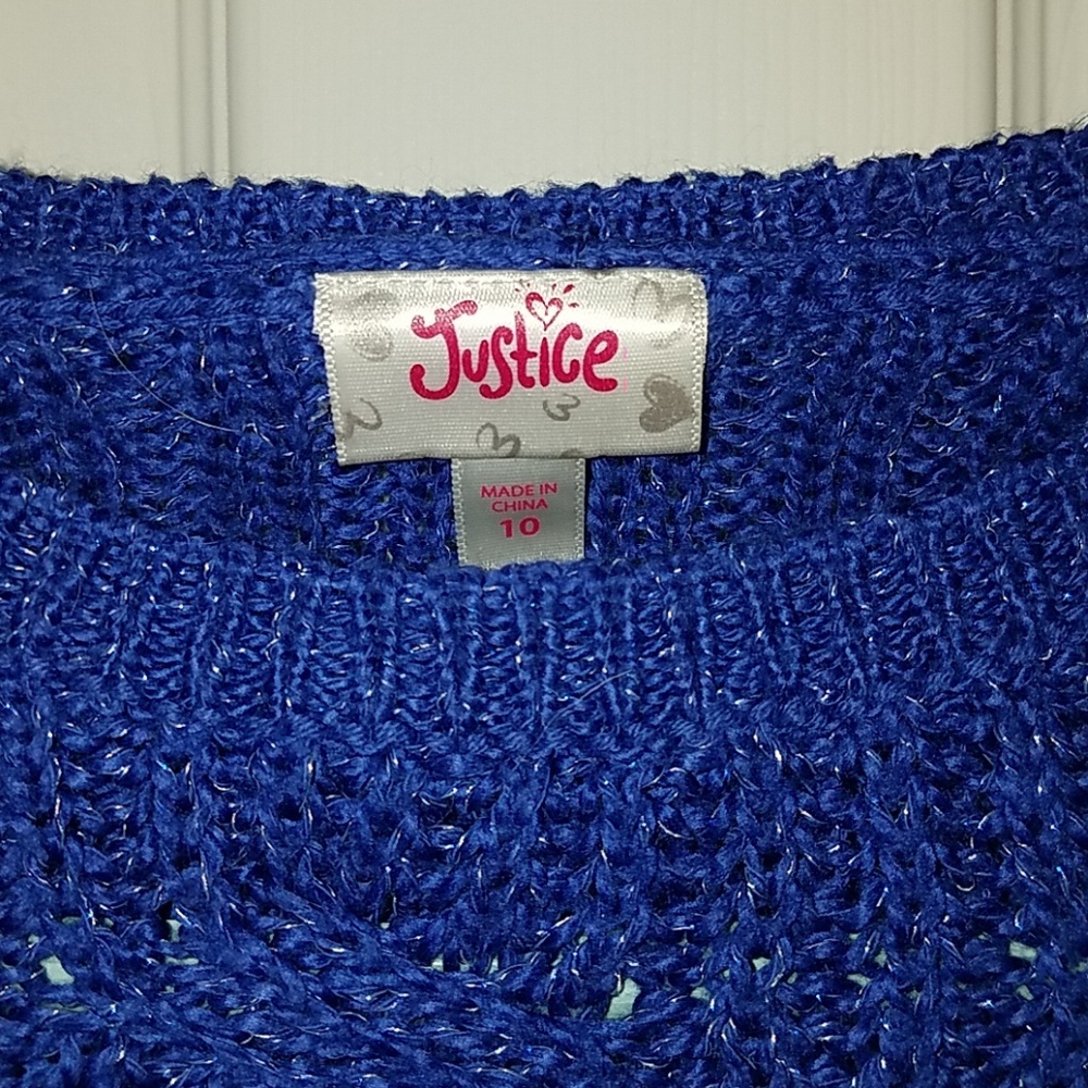 Justice blue sweater
